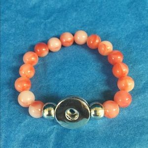 18mm orange and white snap button bracelet